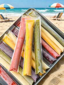 Popsicle Bags, DIY Popsicle Molds, Suitable For Juice, Milkshake, Yogurt, Chocolate, Etc. Reusable, Self-Sealing Bags, Essential For Summer Cold Drinks. - Multicolor - View 3