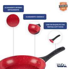 ALUMINIO NACIONAL Frigideira De Indução Antiaderente 20cm Preto e Vermelho - Vermelho - Visão 5