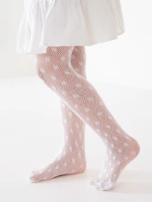 2pcs Girls' Hollow-Out Mesh Pantyhose, Thin Spring/Summer Style - Multicolor - View 6