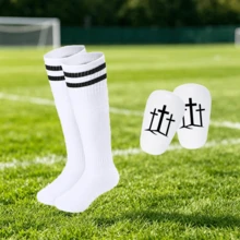 Three Crosses - Football Training Accessories Set, Long Striped Socks + Printed Pads Combination, Lightweight Outdoor Sports Accessories, Suitable For Field Training Activities - Three Crosses - View 1