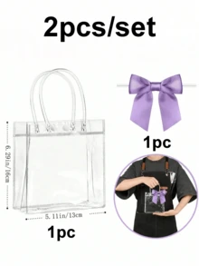 2/6/10/12/20pcs Reusable Transparent Plastic Gift Bags With Handles, PP Material With Bow Decoration, Suitable For Weddings, Bridal Showers, Birthday Parties, Baby Showers, Gender Reveal Parties, Small Businesses - Multicolor - View 14