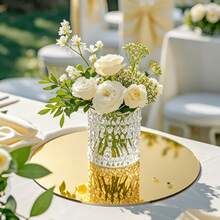 16pcs Decorative Tray Set, 15cm Gold Round Acrylic Mirror Tray, Candle Holder, Shatter-Resistant Acrylic Mirror Makeup Mirror, Suitable For Table Centerpiece Decoration, Wedding Decor, Birthday Party Decor, Photography Props, Non-Food Contact - Multiple Styles - View 4