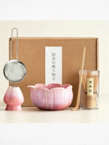 1/5/7pcs Petal Raku Matcha Tea Set, Pink/Green Optional, Matcha Bowl, Matcha Full Set Tools, Complete Matcha Tools, Matcha Whisk Set, Matcha Tools, Matcha, Matcha Plate, Matcha Tools, Cup, Matcha Related Products, Including Matcha Bowl, Matcha Whisk, Matcha Cup, Matcha Whisk, Matcha Spoon, Tea Bowl Set, Matcha Brewing Tools - Multicolor - View 12