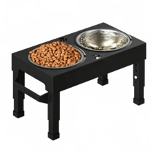 Adjustable Raised Pet Bowl, Stainless Steel Dog/Cat Food Water Feeder With Neck Protection - 1L - View 11