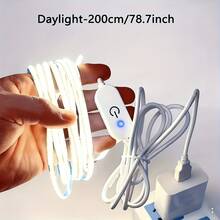LQHZMYY Tira de luz LED COB alimentada por USB - Tira de luz LED flexible y plegable, USB Plug And Play, interruptor regulador táctil, adecuada para el hogar, bodas, cocina, gabinete, iluminación bajo el gabinete - Compatible con computadora, tableta, puertos USB de banco de energía y decoración del hogar - tocar - Ver 17