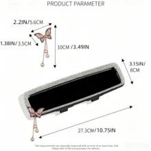 1PC Universal Butterfly Style Car Interior Rearview Mirror With Pearl Pendant & Rhinestones, Oblong Mirror Surface, Non-Prescription Lens, Sparkling Rhinestone Car Interior Ornament, Fits Most Vehicles, Ladies' Car Interior Accessory - Multicolor - View 5