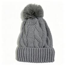 Autumn/Winter Fuzzy Thickened Knitted Beanie Hat, Women Braided Knitted Cap - A - View 8