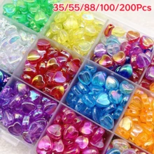 35/55/88/100/200Pcs Colorful Heart-Shaped Acrylic Beads Transparent Colorful Heart Beads For Jewelry Making DIY Craft Materials Random Colors - Multicolor - View 13