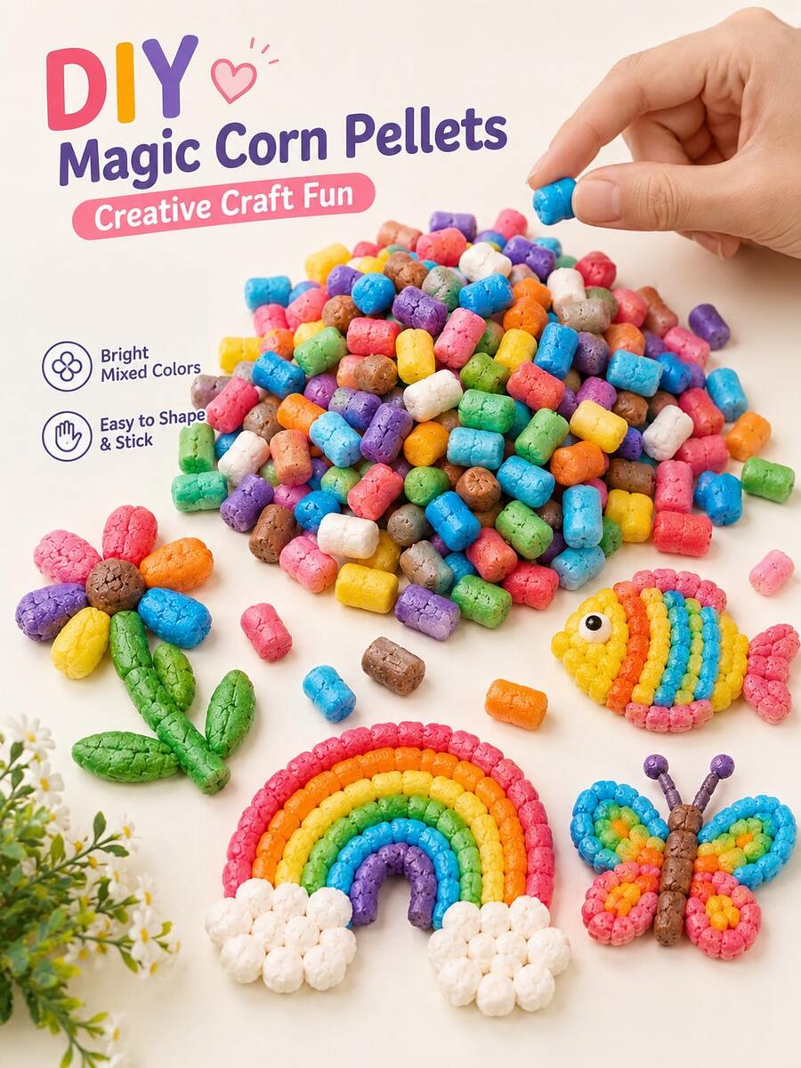Magic Beads: Party Favors - DIY Craft Materials Suitable For Children, Perfect For Birthday Parties. Make Your Own Hydrating Corn Beads - Magical Handmade Beads For Kids. These Colorful, Educational Construction Toys Are Great For Classroom Crafts, Party Favors, And Family Fun. - Multicolor - View 1