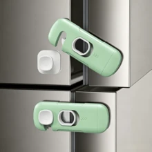 2 Pcs Universal Safety Locks, 360-Degree Rotatable Heavy-Duty Childproof Lock, For Cabinets Single Door Refrigerator Freezer, Easy To Install - Multicolor - View 9