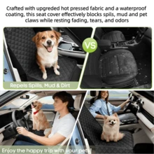 1PC Car Front Seat Covers, Waterproof Pet Car Seat Protector, Non-Slip Scratch-Proof Dog Seat Cover For Cars, Trucks, And SUVs - Black - View 6