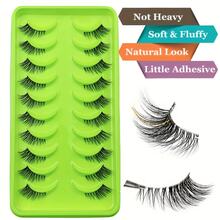 10 Pairs 3D Faux Mink Natural Short Half-Length False Eyelashes, 6-10mm Cross-Curled Transparent Stem, Soft & Comfortable, Elongates Outer Eye Corner, Reusable, Suitable For Women's Daily & Date Wear - View 9