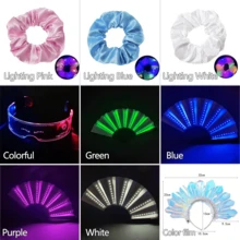 1pc Foldable LED Lighting Hand-Held Fan, Colorful Illuminated Hand Fan (Battery Included) - Party Favors, Performances, Weddings, Birthdays, Nightclubs, Glow Parties, Music Festivals, Amusement Equipment, Halloween Parties, Cosplay, Lighting - Multicolor - View 5