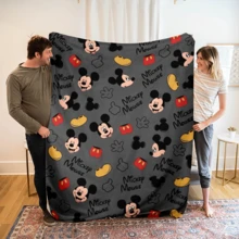 Disney PC彩色米老鼠、米妮、唐老鴨多種版面迪士尼主題全明星法蘭絨印花毯，空調蓋毯 - 100%聚酯纖維針織絎縫毯，數碼印花 - 舒適床上用品適用於四季，適合午睡、露營、旅行 - 給朋友和家人的理想禮物，舒適法蘭絨毯 - 多種尺寸可選，超柔軟，適用於沙發/床，四季必備，適合沙發日常休息 - 彩色 - 查看 1