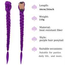 Clip para el cabello con trenza de cola de pez larga y ondulada de color púrpura, personaje de anime | Fibra resistente al calor, ondas rizadas, adecuado para mujeres adultas, coreano, cosplay, escena de anime, disfraz de fiesta, accesorio para el cabello, uso diario - Multicolor - Ver 6