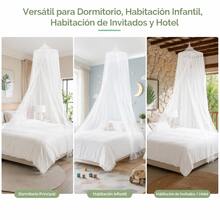 Universal Hanging Mosquito Net, Large Size For Single, Double And Queen Beds, Breathable Odor-Free Fabric, Protects From Insects, Easy To Hang. - 白色 - 查看 7