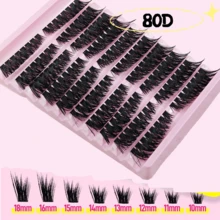 160 piezas de pestañas postizas de racimo individual D-Curl, estilos mixtos finos naturales y voluminosos, extensiones de pestañas reutilizables DIY, adecuadas para principiantes en casa - View 8