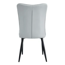 2 Modern Light Grey Dining Chairs, Available In Several Colours, Height 89 Cm, Light Grey PU Dining Chair Set, Black Metal Legs, Suitable For Offices, Restaurants, Etc. - Light Grey - View 9