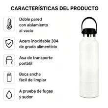 Termo Portátil de Doble Pared de 20 oz/600ml con Correa - Blanco - Ver 3