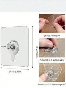 30個加強型免鑽孔黏貼式牆鉤，防水黏性掛鉤，適用於懸掛相框、藝術品、海報、帆布印畫、裝飾品，室內日常使用居家牆面懸掛配件 - 多款式 - 查看 2
