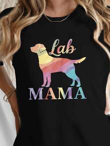 Camiseta de manga corta con cuello redondo regular, estampado de hibisco de Hawái, estilo casual para mujer, 100% algodón. - Negro 3 - Ver 1