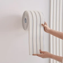1 Roll 6.3 Inch X 110.24 Inch Self-Adhesive 3D Wall Panel, Peel And Stick, Easy To Install, 11mm Thick, Self-Adhesive Baseboard, Wall Panel, Suitable For Interior Wall Covering In Any Indoor Space, Modern Wallpaper - A - View 5
