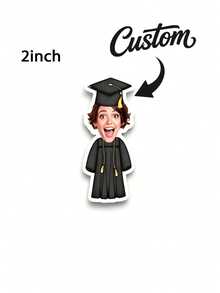 1/3/6pcs Confetti 2025 Graduation Personalized Portrait Photo Stickers,Assorted Sizes Custom Photo Prints.Durable Reusable,Stylish Colorful Cartoon Decals For Party Favors & Gift Tags.Unique Personalized Gifts For Him/Her,Fit Home,Garden,Office Decor - Multicolor - View 3