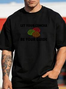 Camiseta de hombre con diseño de Concha Pan De Dulce -% 180Gsm, camiseta vintage negra con el eslogan Que tu Concha sea tu guía y un colorido diseño geométrico de semillas de Concha, c - Blanco - Ver 6