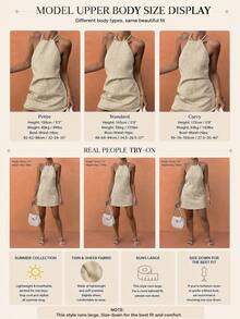 Women's Solid Color Backless Dress - Perfect For Beach Vacation And Afternoon Tea, New Arrival Spring/Summer Elegant - Apricot - View 10