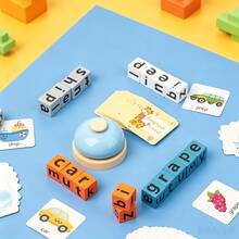 Montessori Word Spelling Game Toy Set, 64 Flash Cards & 20 Letter Blocks, Early Learning Educational Alphabet & Vocabulary Building Toy For Kids 3+ - 彩色 - 查看 5