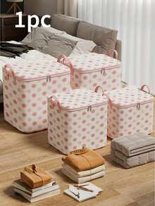 1pc Bohemian Floral Print Foldable Storage Box With Zipper Closure, Large Capacity Polyester Material, Suitable For Clothes, Quilts, Dorm Room And Closet Organization - Multicolor - View 2
