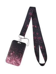 1 Set Glitter Pattern Fashionable Personalized Push-Pull Card Holder, Glitter Pattern Printed Keychain Pendant Bag Charm, Student ID Bus Card Protective Sleeve, Suitable For Office Workers And Students Daily Use - Rectangle - View 4