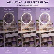 Compact Vanity Desk With Mirror & Lockable Cabinet, 3-Tier Makeup Table With Storage Shelves For Bedroom, Modern Nordic Space-Saving Dressing Table 80*40*130cm - White - View 6