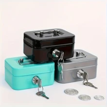 Mini Coin Savings Jar With Lock - Adult Money Box With Key Lock, Top Handle Design, Suitable For Daily Office Use, Perfect Halloween Christmas Gift - Multicolor - View 4