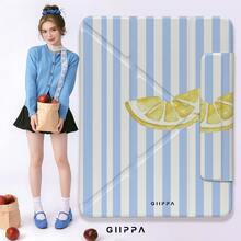 GIIPPA 1 pieza Funda protectora con diseño de rodaja de limón en acuarela a rayas azules y blancas, incluye pegatinas, regalo perfecto para el Día de San Valentín, funda magnética desmontable con plegado en Y a prueba de golpes con ranura para lápiz, compatible con iPad Mini 6/7, Air 2/3/4/5/11/13" (M2/M3 2024-2025), 5/6/7/8/9/10/11ª generación, Pro 10.5/11/12.9" (2017-2025), estilo pastoral fresco de verano - Multicolor - Ver 5