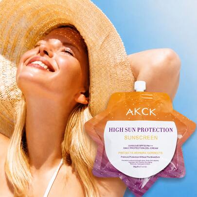 1 tuýp kem chống nắng làm trắng SPF50 PA+++, kem bảo vệ da mùa hè, chống tia UV, dưỡng ẩm lâu dài, nuôi dưỡng da, giúp bảo vệ chống cháy nắng và vết thâm, giảm nếp nhăn, mỏng nhẹ, không nhờn rít, cỡ du lịch