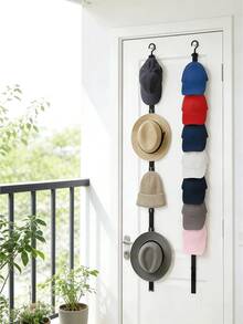 Adjustable Hat Storage Rack & Hat Organizer, Suitable For Home Closet Or Door Hat Display Rack – With 8 Hat Hooks, Wall-Mounted Design With Hooks, Keeps Hat Collection Organized, Made Of Wood And Metal, Space-Saving Closet Organizer - Multicolor - View 9