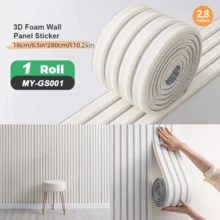1 Roll 6.3 Inch X 110.24 Inch Self-Adhesive 3D Wall Panel, Peel And Stick, Easy To Install, 11mm Thick, Self-Adhesive Baseboard, Wall Panel, Suitable For Interior Wall Covering In Any Indoor Space, Modern Wallpaper - A - View 3