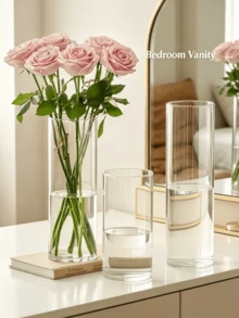 Juego de 6pcs/7pcs/1 pieza de adornos decorativos para el Día de San Valentín y fiestas de boda, portavelas de vidrio transparente flotante a prueba de viento, botella de planta hidropónica de vidrio de borosilicato de alta calidad, florero de escritorio transparente - transparente - Ver 4