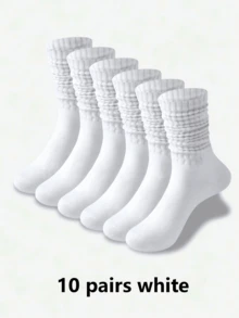 1/3/4/5/6/8/10 pares de calcetines slouch de burbuja multicolor para mujer, cómodos, clásicos, estilo europeo, hasta la rodilla, casuales, ajustados a media pantorrilla - Blanco - Ver 11