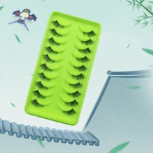 10 Pairs 3D Faux Mink Natural Short Half-Length False Eyelashes, 6-10mm Cross-Curled Transparent Stem, Soft & Comfortable, Elongates Outer Eye Corner, Reusable, Suitable For Women's Daily & Date Wear - View 6