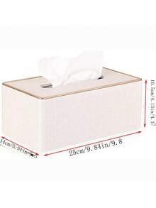 1pc PU Leather Tissue Box Holder, Rectangular Tissue Box Cover Suitable For Napkins, Rectangular Tissue Holder For Bathroom, Home And Office, Beige Random Style Shipped - Beige - View 2