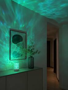1pc [LED Night Light] Cylindrical Transparent Textured Water Ripple Lamp, USB Powered, Suitable For Bedroom Bedside, Dorm Desk And Leisure Spaces - Multicolor - View 12