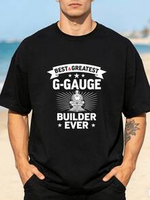 Camiseta para Hombre G-Gauge Modelo Ferroviario a Gran Escala - Diseño con Lema de Locomotora y Tren (La Mejor para Modelistas G-Gauge) - Camiseta Casual de Manga Corta con Cuello Redondo, a - Blanco - Ver 7