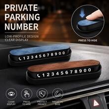 New PU Leather Temporary Parking Number Plate, High-End Car Phone Number Display Card, Hidden Design Vehicle Mobile Call Card, Premium Car Interior Decoration Accessory - A - View 1