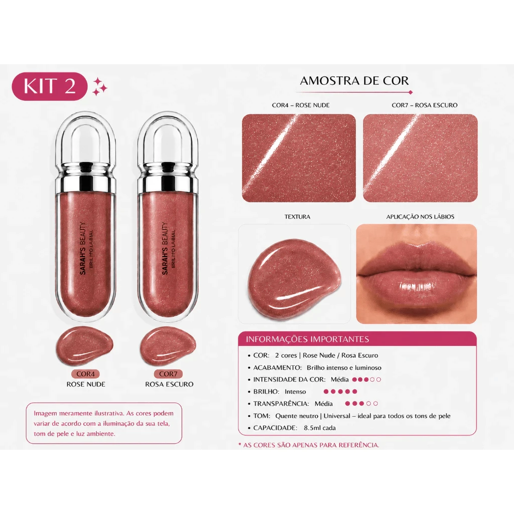Sarah's Beauty Lip Gloss - Kit Cor 4 E 7 - View 1