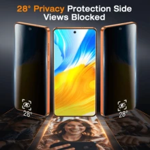 XINHONGYU 1片三星 Galaxy S 系列防偷窺鋼化玻璃螢幕保護貼，支援 0.2 秒指紋解鎖，相容 Galaxy S2 Ultra/26+/26/Galaxy S25 Ultra/S25+/S25/S24 Ultra/24 Plus/24/23/22/21，28° 防偷窺，全螢幕覆蓋，防指紋、防摔、防刮、零氣泡 - 黑色 - 查看 2