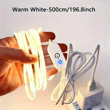 LQHZMYY Tira de luz LED COB alimentada por USB - Tira de luz LED flexible y plegable, USB Plug And Play, interruptor regulador táctil, adecuada para el hogar, bodas, cocina, gabinete, iluminación bajo el gabinete - Compatible con computadora, tableta, puertos USB de banco de energía y decoración del hogar - tocar - Ver 20