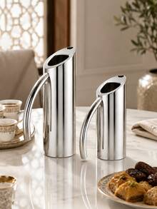 1Pc Stainless Steel Water Pitcher, Teapot And Beverage Server With Handle For Tea, Water, Juice, Kitchen, Restaurant And Home Dining - Silver - View 8