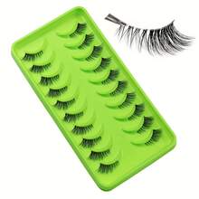 10 Pairs 3D Faux Mink Natural Short Half-Length False Eyelashes, 6-10mm Cross-Curled Transparent Stem, Soft & Comfortable, Elongates Outer Eye Corner, Reusable, Suitable For Women's Daily & Date Wear - View 8